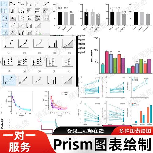图表绘制GraphPad Prism代画科研绘图显著分析柱状折线图设计文件