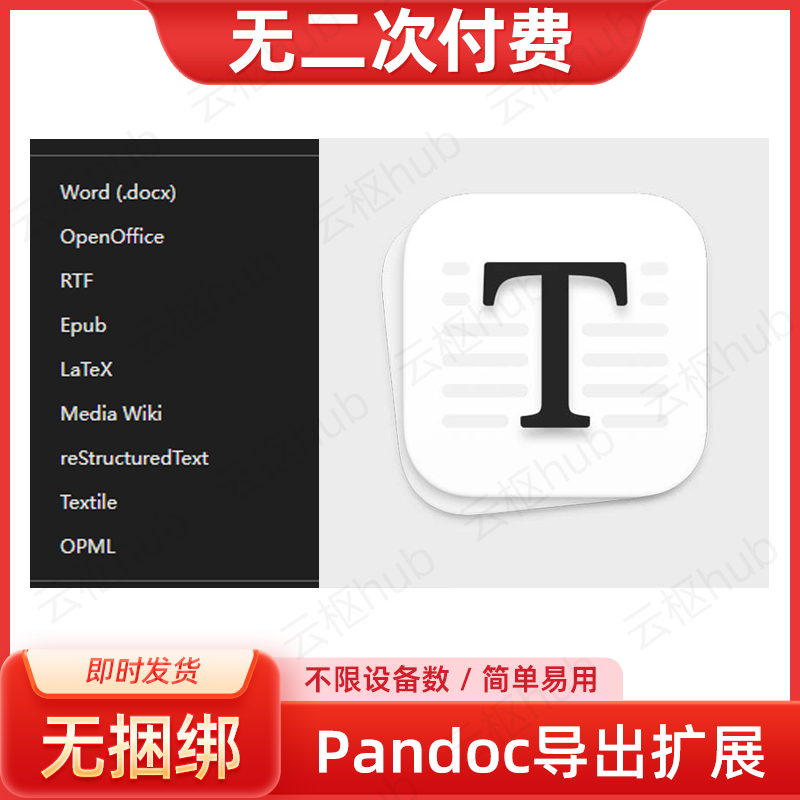 Pandoc扩展支持Typora导出Word EPUB LaTeX文件格式转换提货券