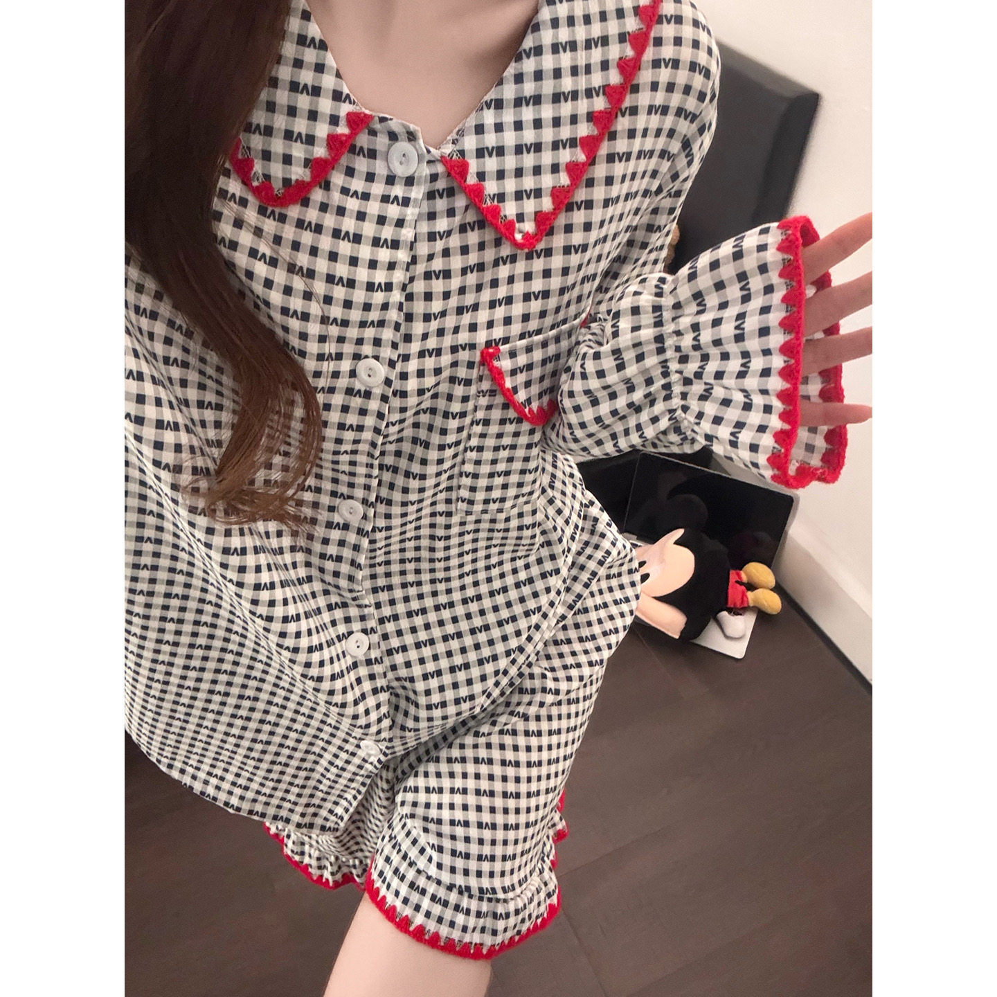 2026新款ins格子开衫睡衣女
