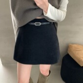 麂皮绒净版 2025秋季 韩版 高腰a字半身裙女百搭显瘦遮胯短裙子潮