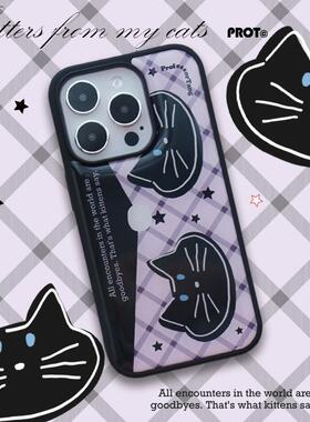 ProfessorTang 原创手机壳万圣节猫猫可爱小众ins韩风适用于16promax滴胶黑边壳苹果15Pro