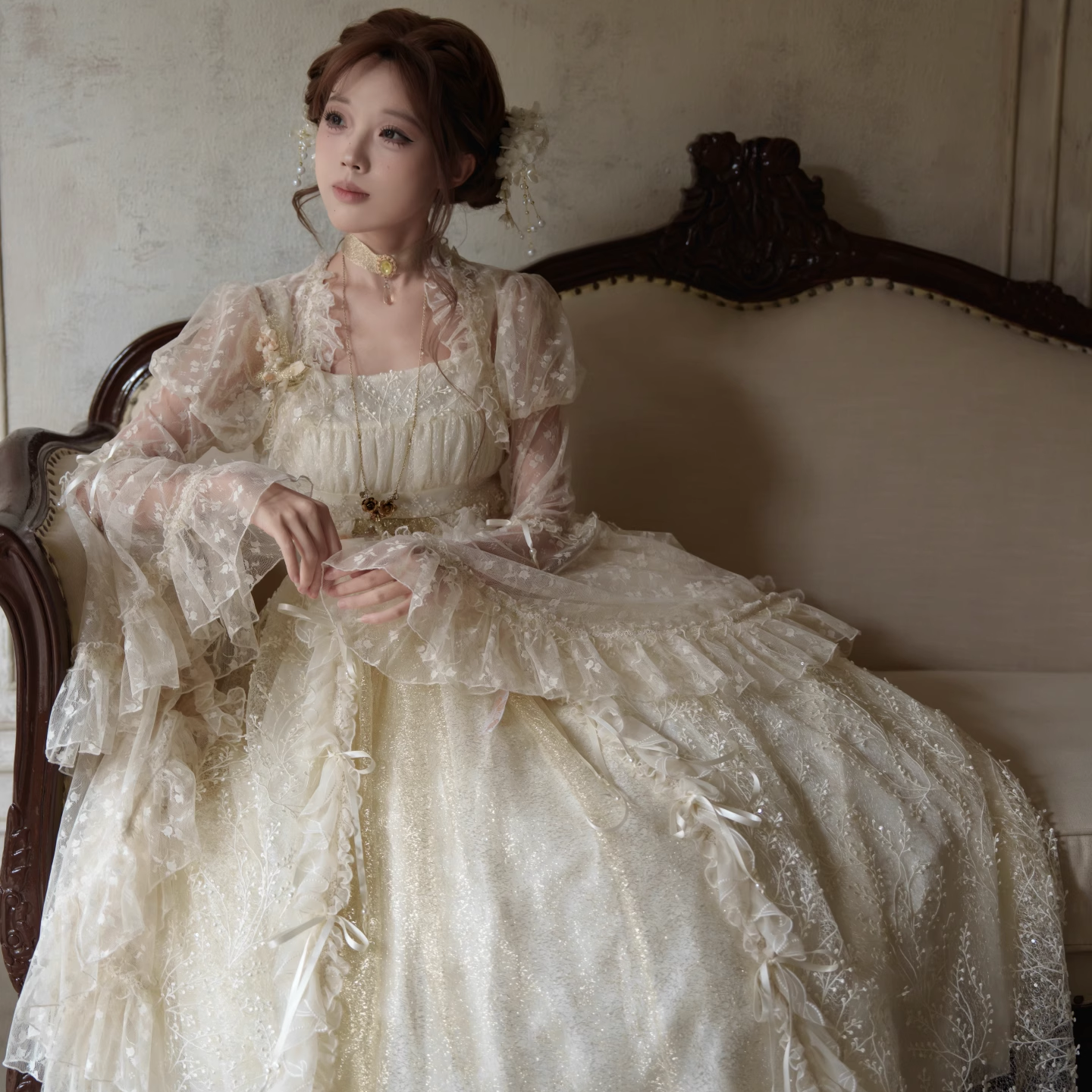 【定金】金银花树系列Lolita姬袖外套针织开衫帝政风宫廷