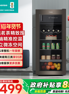 海信125L冰吧家用小型客厅冷藏柜红酒柜茶叶柜商用玻璃门办公室用