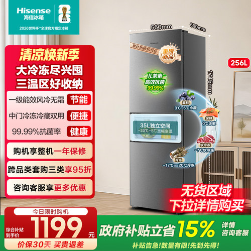 热卖5万+海信256L一级节能小冰箱