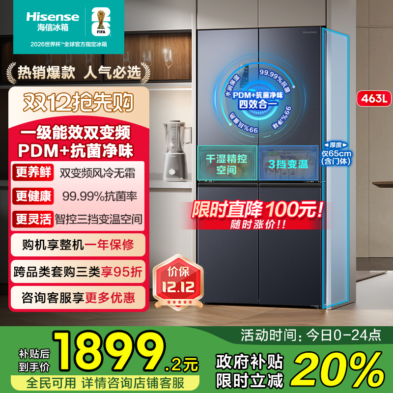 全网热卖海信463超薄净味冰箱