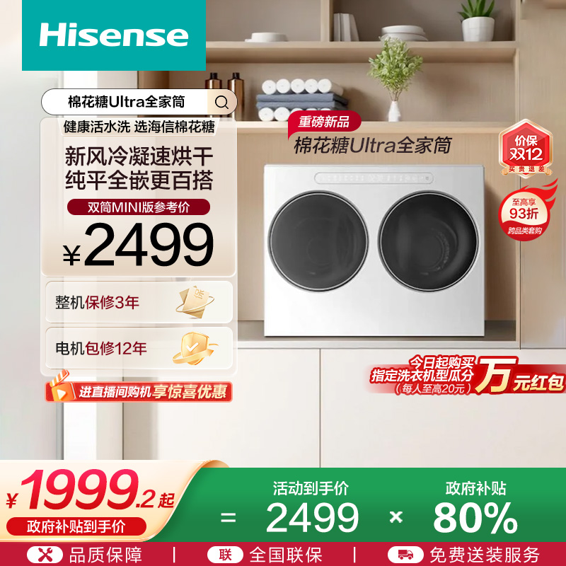 海信双筒迷你分区洗烘一体洗衣机