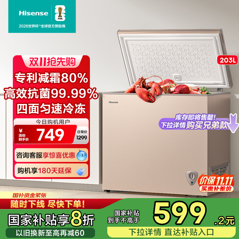 大容量海信冷冻冰柜卧式