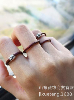 西藏山南鸡血藤戒指环女男士情侣不掉色简约藏银天然细木戒子批发