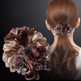 韩国发圈扎头发橡皮筋盘发头绳大号花朵发绳马尾头花大肠圈头饰品