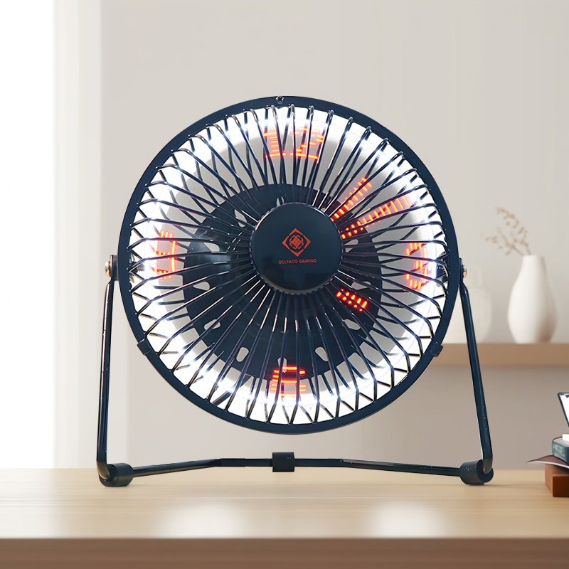 4寸铁艺桌面风扇办公室静音迷你电风扇学生电脑闪字USB小风扇复古