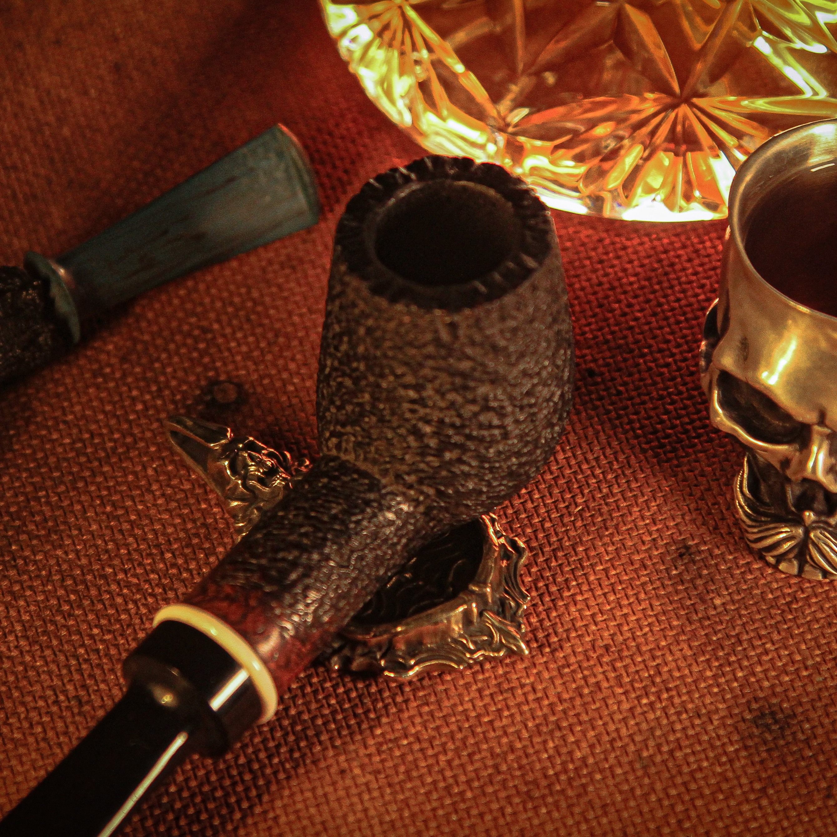 渡鸦原创手工纯银烟斗架雪茄拖