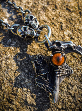 渡鸦专属纯银手工死神镰刀男项链