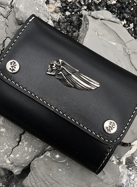 渡鸦&金造联名款 公路天使短款财布黑色植鞣牛皮钱包钱夹手工缝制