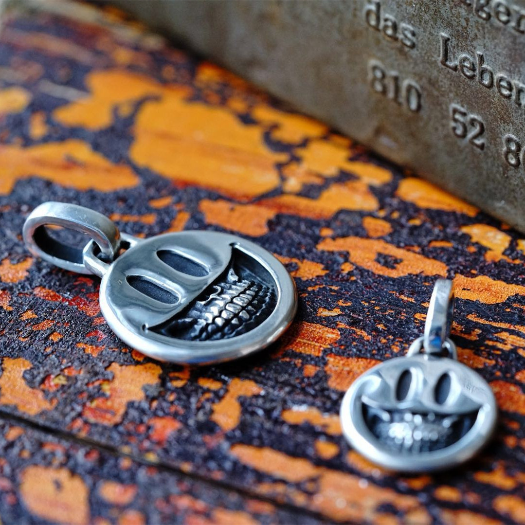 欲望车间原创手工笑脸骷髅银吊坠