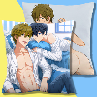 free男子游泳部靠垫橘真琴抱枕肌肉帅哥动漫七濑遥BL腐向基友周边