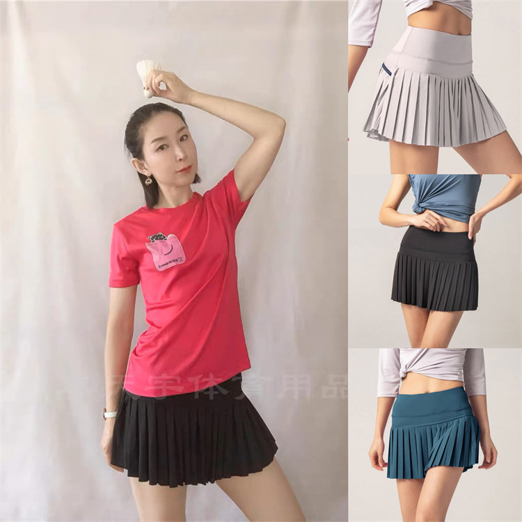 包邮新款日本正品代购羽毛球/网球/运动跑步百褶裙速干裙裤女士