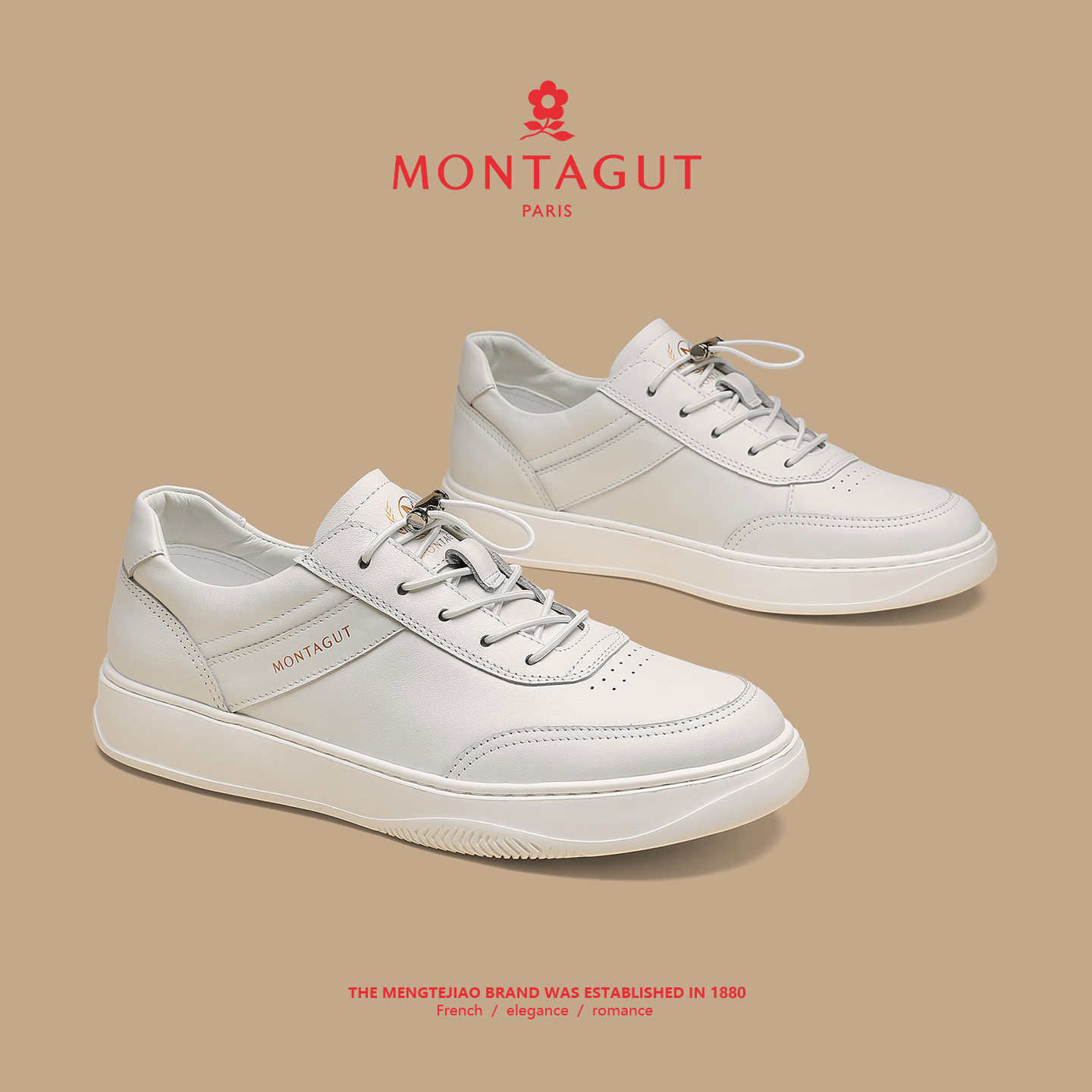 梦特娇板鞋男头层牛皮高级感春季软底防滑工作通勤皮鞋原创小白鞋