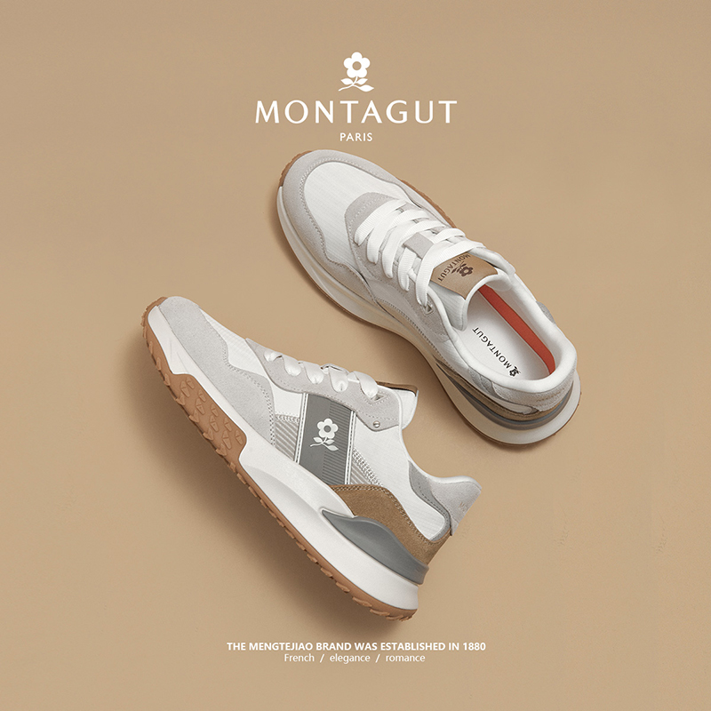 梦特娇官方旗舰真牛皮休闲运动鞋