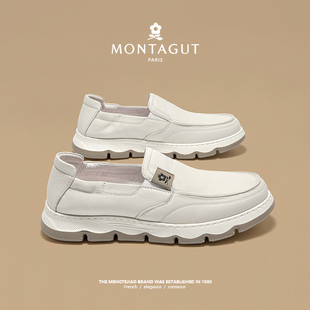 男一脚蹬软底软面驾车防滑乐福豆豆鞋 梦特娇冬季 头层牛皮休闲皮鞋