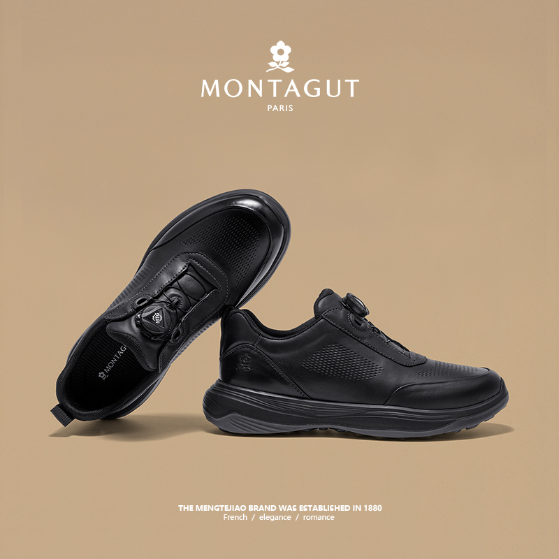 梦特娇官方旗舰真皮镂空运动皮鞋