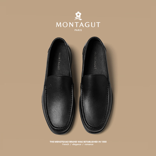 透气新款 父亲鞋 休闲皮鞋 一脚蹬英伦商务西装 男夏季 梦特娇真皮男鞋