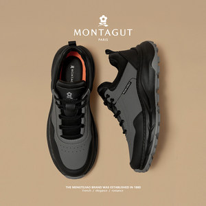 梦特娇户外男鞋春季头层牛皮运动休闲轻便厚底皮鞋夏季时尚老爹鞋