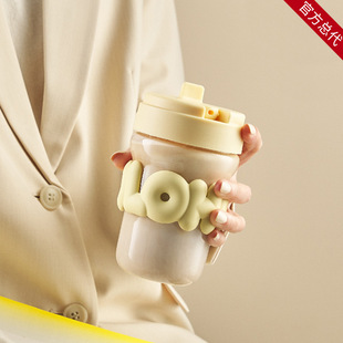 holoholo吨吨玻璃杯特别款带吸管女夏季高颜值可爱网红