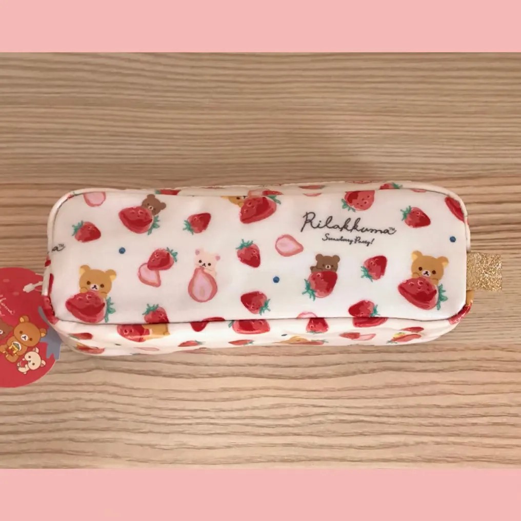 日系可爱san-x轻松熊可爱草莓系列笔袋卡通高颜学习文具收纳笔袋