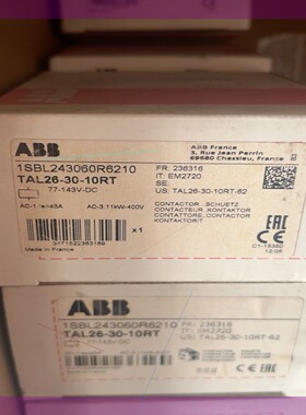 ABB接触器1SBL243060R6210  TAL26-30-10RT 77-143VDC