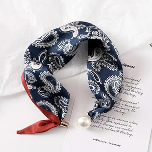 2026新款珍珠项链巾春夏百搭神器磁吸扣发带护颈防风保暖配饰丝巾