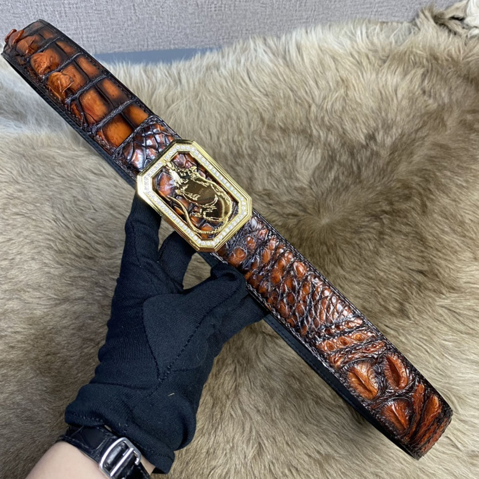 鳄鱼皮皮带男潮年轻人十二生肖平滑扣腰带真皮青年休闲裤带3.8