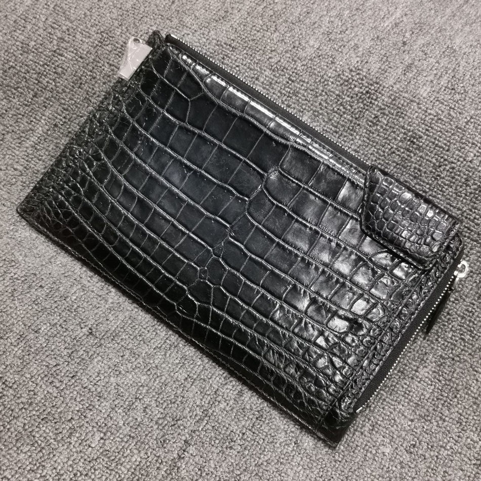 男士手包信封包休闲大容量手拿包手夹包潮流黑色鳄鱼皮男包袋超薄