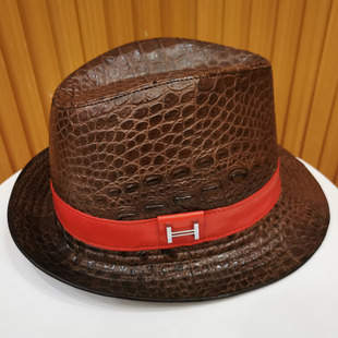 绅士帽鳄鱼皮爵士帽男女英伦牛仔帽礼帽遮阳休闲大帽子 新款 时尚