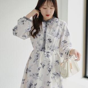 外贸日单 NC 三色入 春季新品 淑女日系 女士彩色花卉印花连衣裙