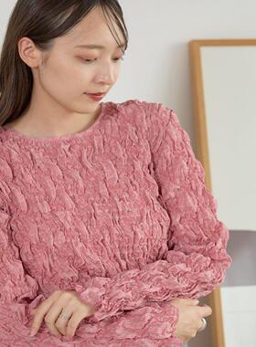 外贸日单 kas 三色入 春季新品 立体褶皱纹理两面穿衬衫上衣