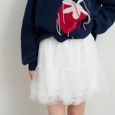 外贸日单 WC 两色入 秋季新品 淑女日系 薄纱层叠短裙内衬裤子