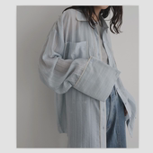 新品 秋季 宽松版 型 带撞色滚边 外贸日单 透视衬衫 多色入