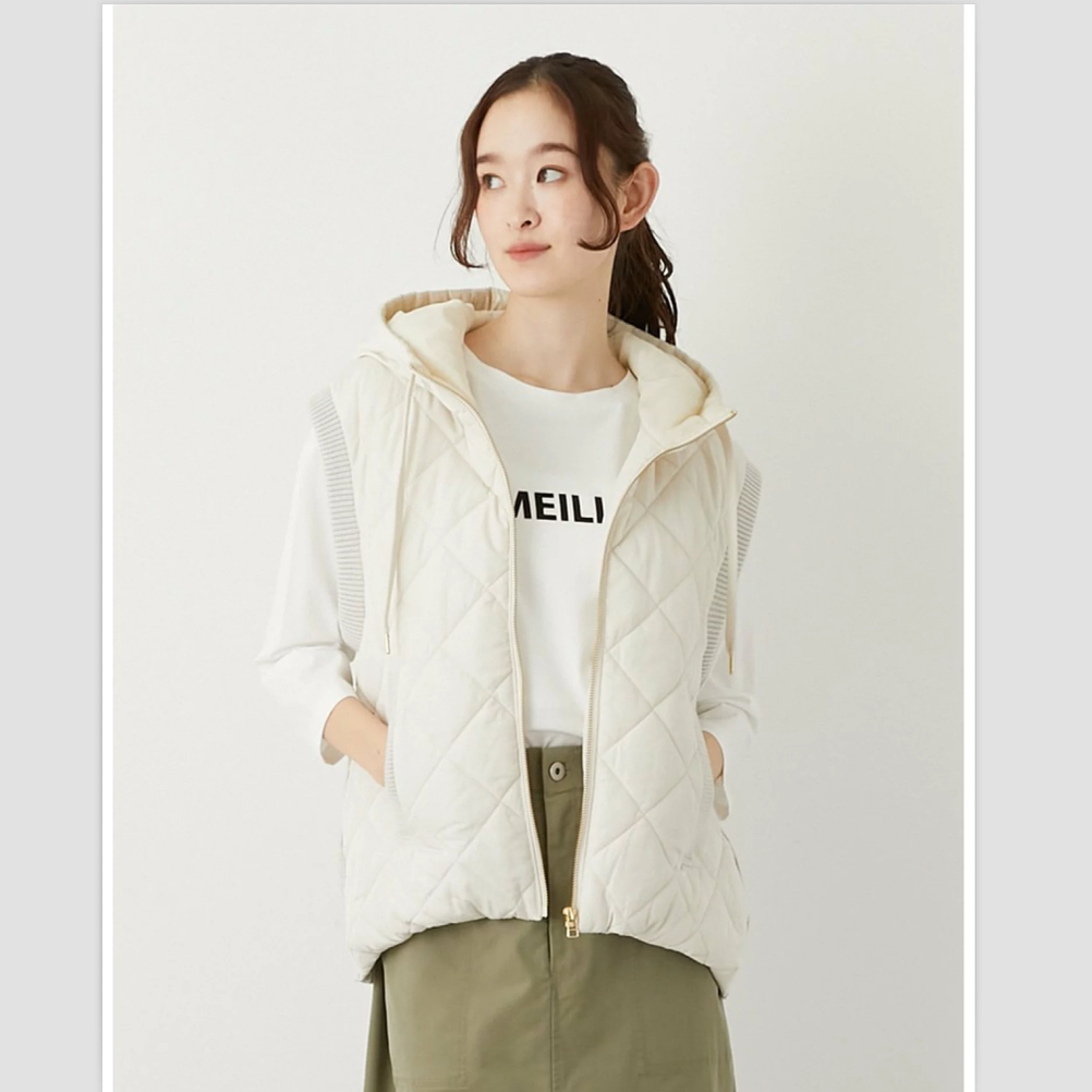 外贸日单 贵牌1.43万日元 多色入秋季新品拉链连帽拼接款棉服马甲