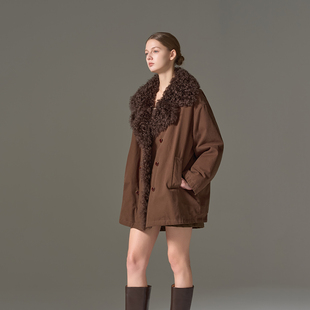 90白鹅绒服胎羊卷毛领皮草派克服大衣外套 云暖霓裳 GHJOD studio