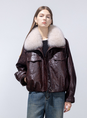 GHJOD studio可脱卸狐狸毛领_奢牌御用麂皮保暖加厚羽绒服外套女