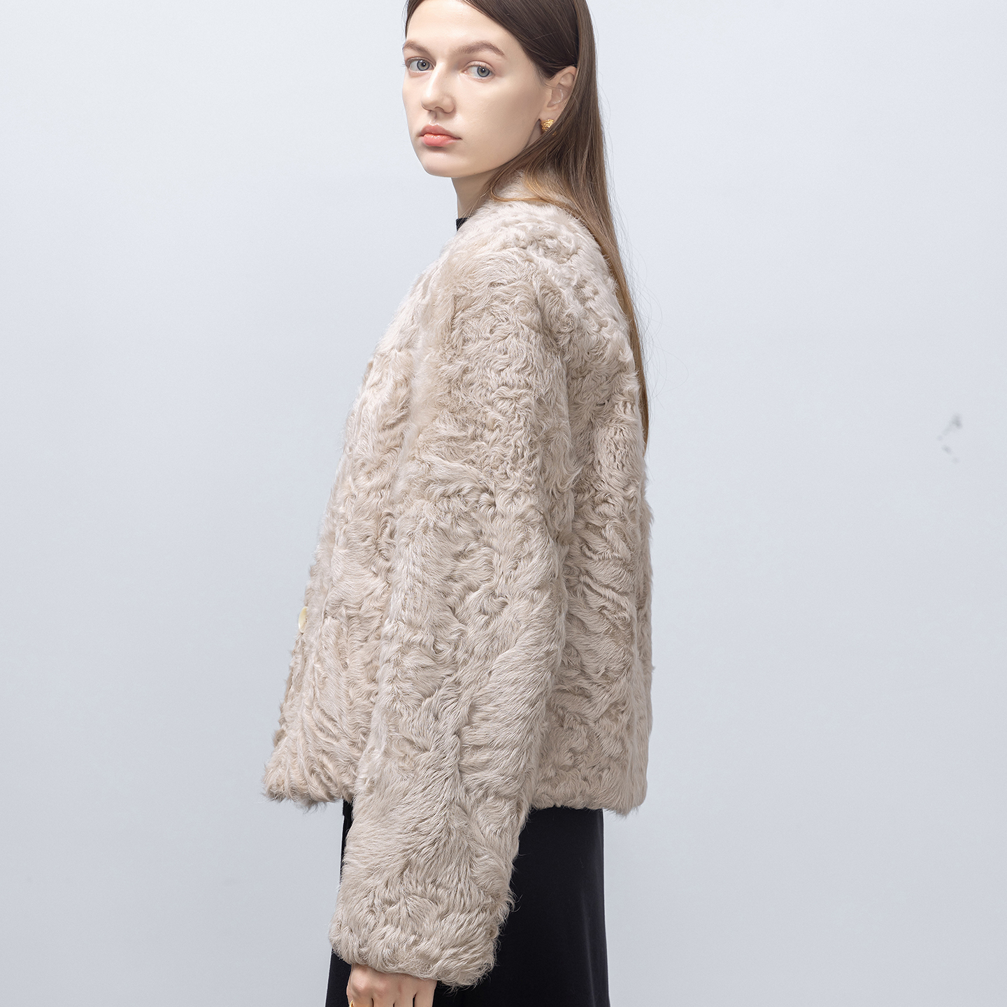 GHJOD小湖羊皮毛一体皮草外套女