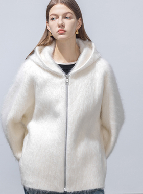 GHJOD studio 小皮草 重磅轻奢羊绒羊毛拉绒慵懒休闲连帽外套大衣