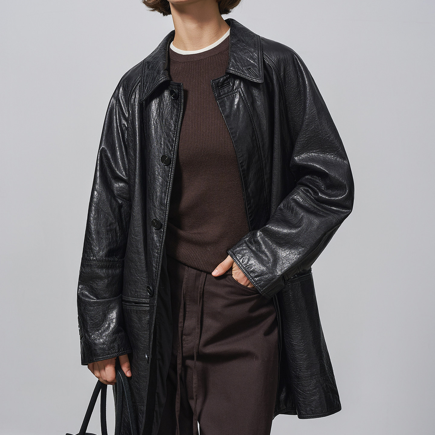 GHJOD studio进口鼎级头层蜡感羊皮复古老钱 高端宽松真皮皮风衣,女装/女士精品,皮衣,淘宝优惠券,粉丝福利购,淘宝优惠卷