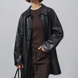 GHJOD 高端宽松真皮皮风衣 studio进口鼎级头层蜡感牛皮复古老钱