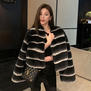 新款 米贝拉整皮进口獭兔毛皮草外套女年轻款 气质毛绒大衣2025冬季