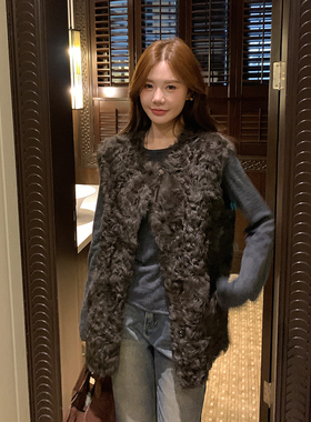 GHJOD studio  轻盈零压慵懒随性轻奢小湖羊皮毛一体皮草马甲背心