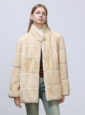 GHJOD studio “巴黎晕染”进口雷克斯獭兔毛皮草外套女毛毛大衣