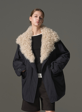 ［限量特价］GHJOD 胎羊卷毛领90白鹅绒工装羽绒派克服大衣外套女