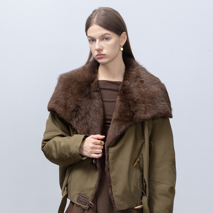 青根貂毛领轻奢90白鹅绒羽绒皮草派克服外套女 限量特价 反季