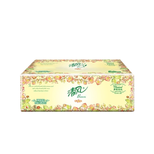 清风欧院抽纸3层100抽1包 原木纯品亲肤柔软家用抽纸